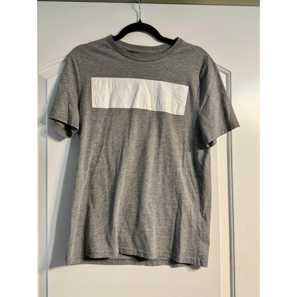 Express T-Shirt Medium Grey NYC USA Graphic Short Sleeve Tee Urban Streetwear